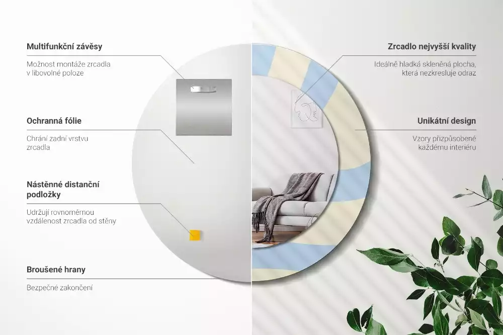 Espelho redondo decorativo Forma abstrata