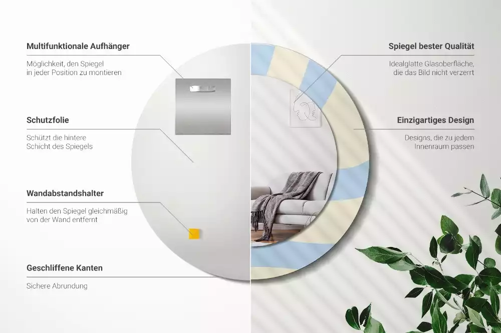 Espelho redondo decorativo Forma abstrata