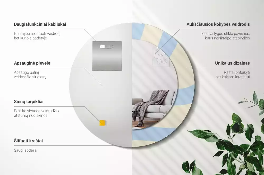 Espelho redondo decorativo Forma abstrata