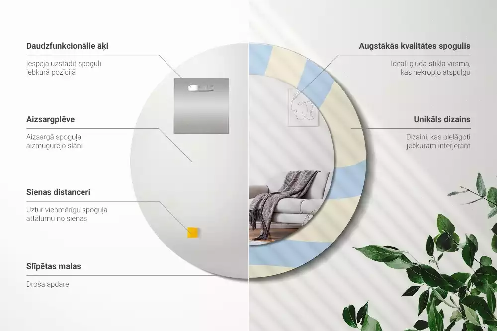 Espelho redondo decorativo Forma abstrata