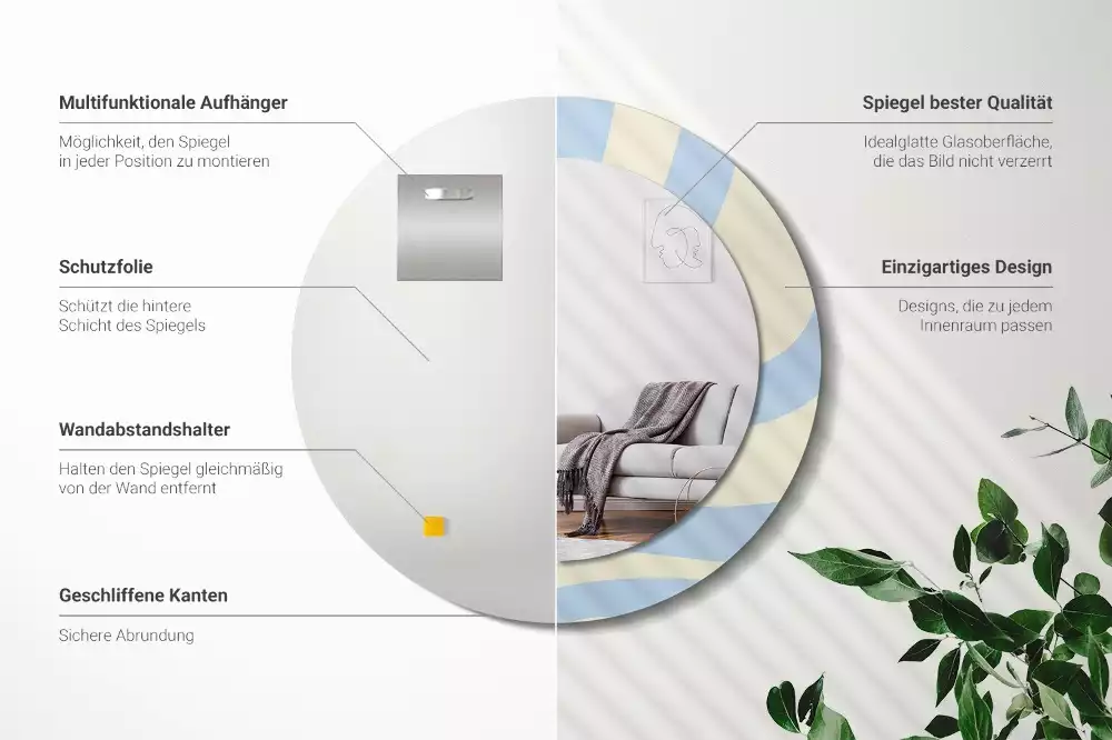 Espelho redondo decorativo Forma abstrata