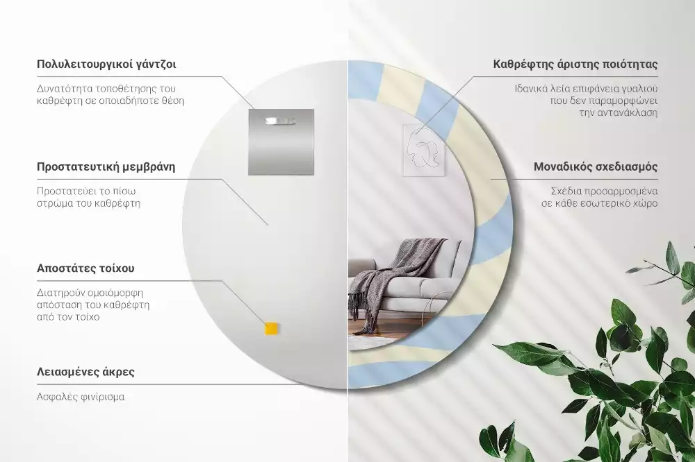 Espelho redondo decorativo Forma abstrata