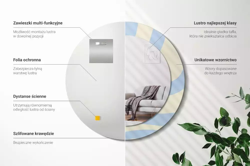 Espelho redondo decorativo Forma abstrata