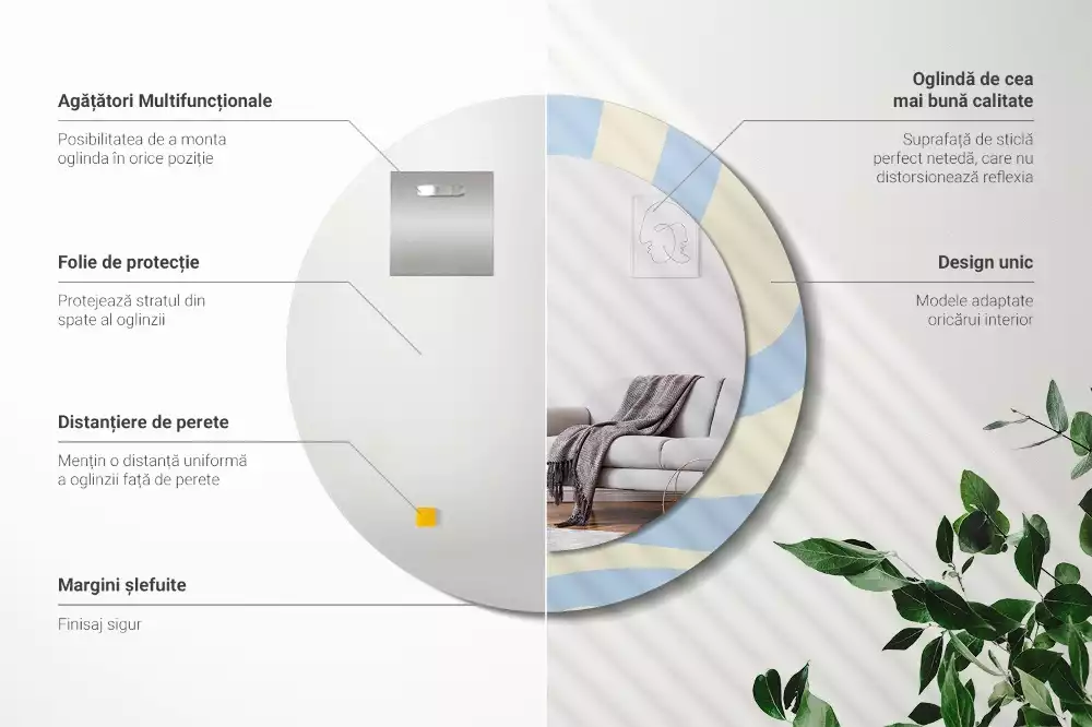 Espelho redondo decorativo Forma abstrata