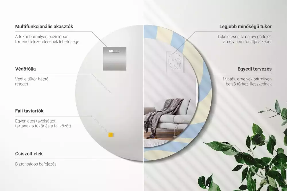 Espelho redondo decorativo Forma abstrata