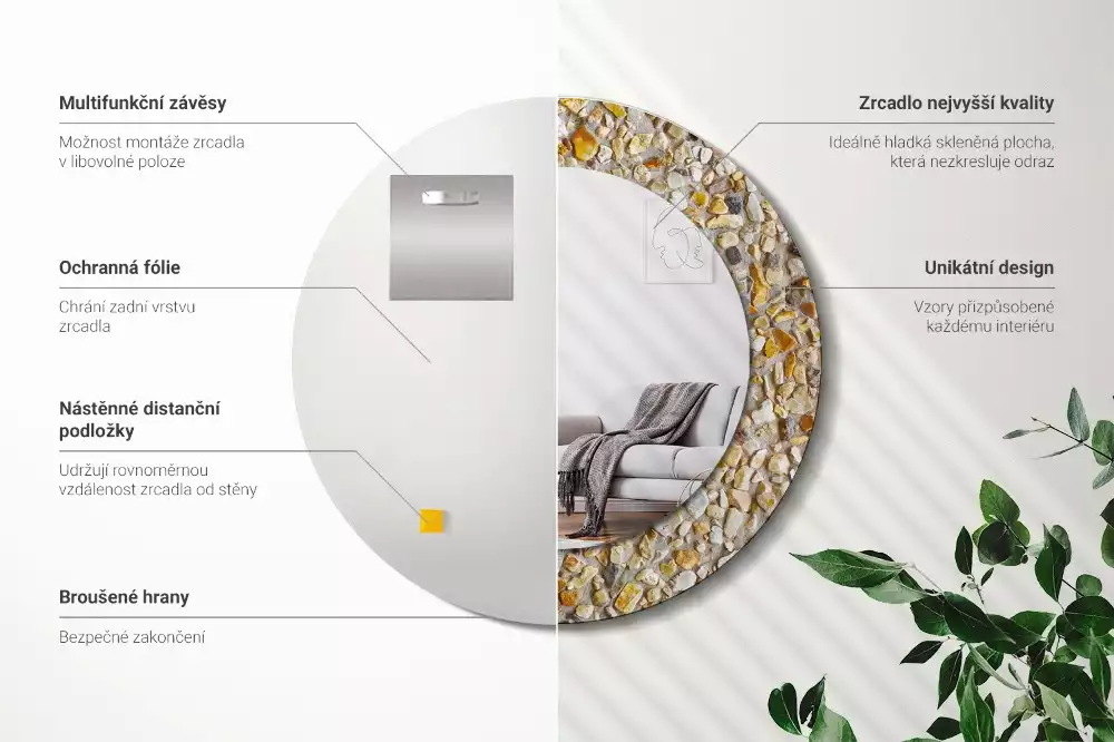 Espelho decorativo redondo Padrão terrazzo