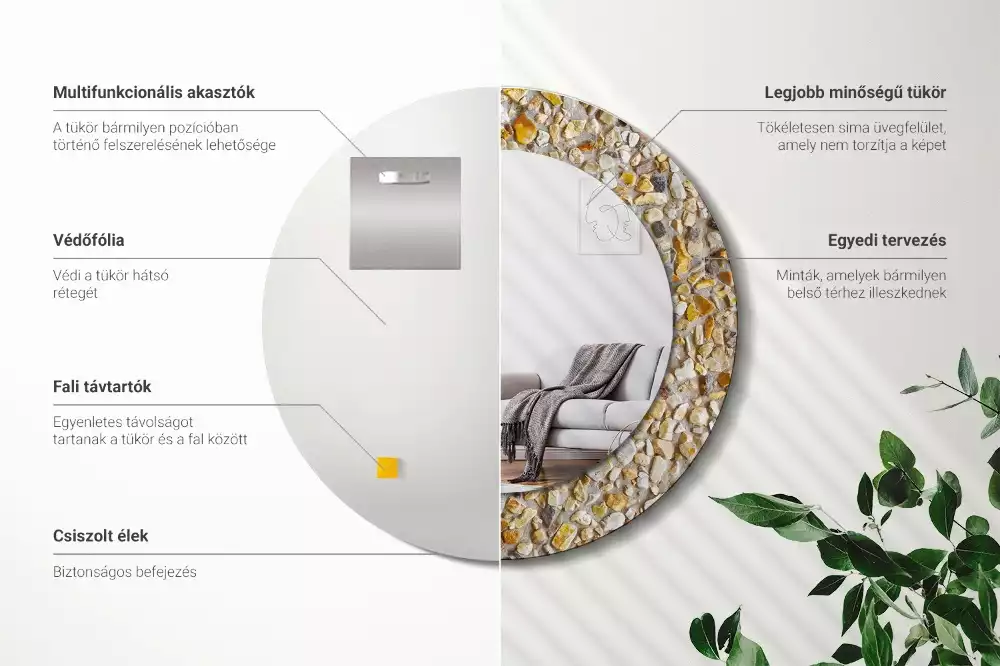 Espelho decorativo redondo Padrão terrazzo