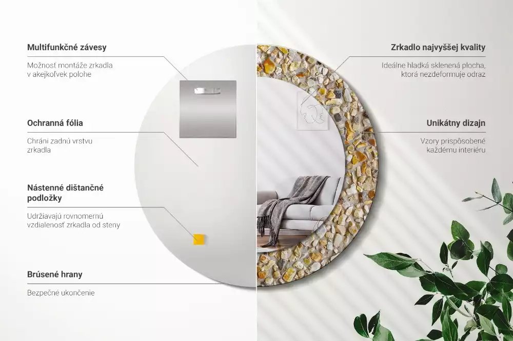 Espelho decorativo redondo Padrão terrazzo