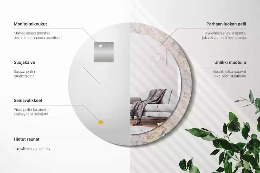 Espelho decorativo redondo Azulejos desgastados