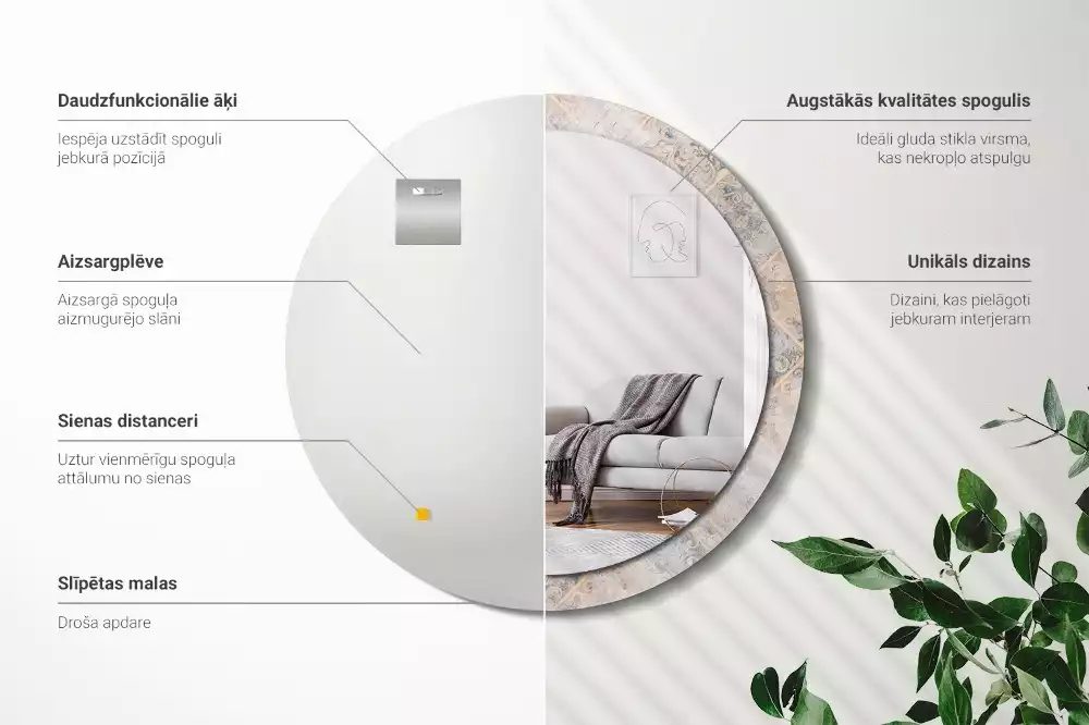 Espelho decorativo redondo Azulejos desgastados