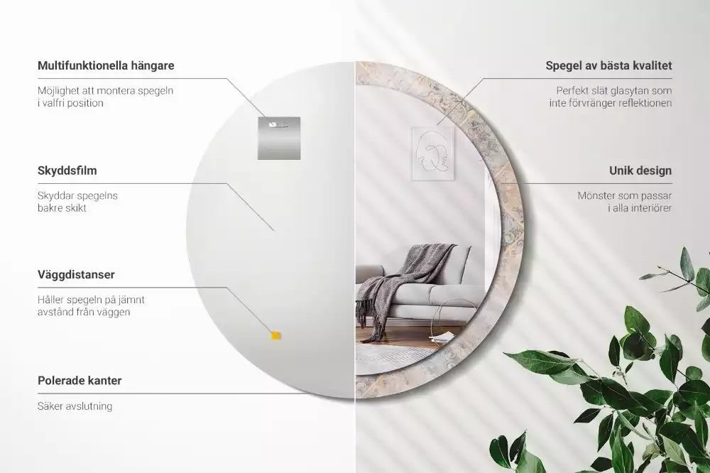 Espelho decorativo redondo Azulejos desgastados