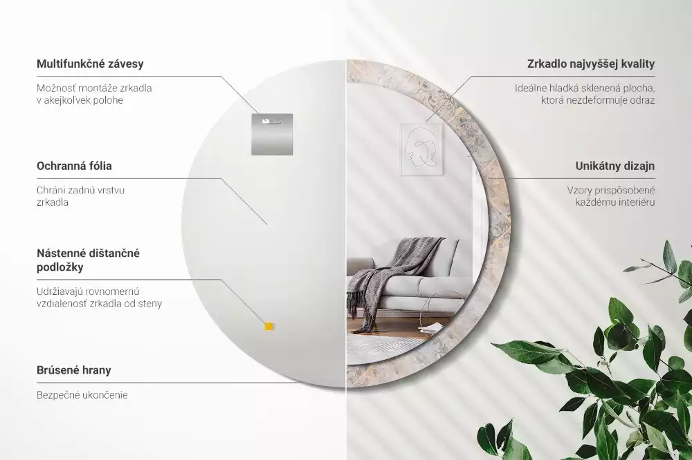 Espelho decorativo redondo Azulejos desgastados