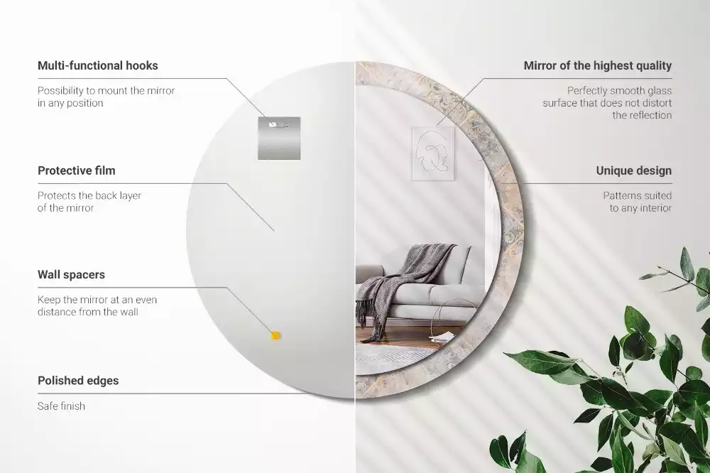 Espelho decorativo redondo Azulejos desgastados