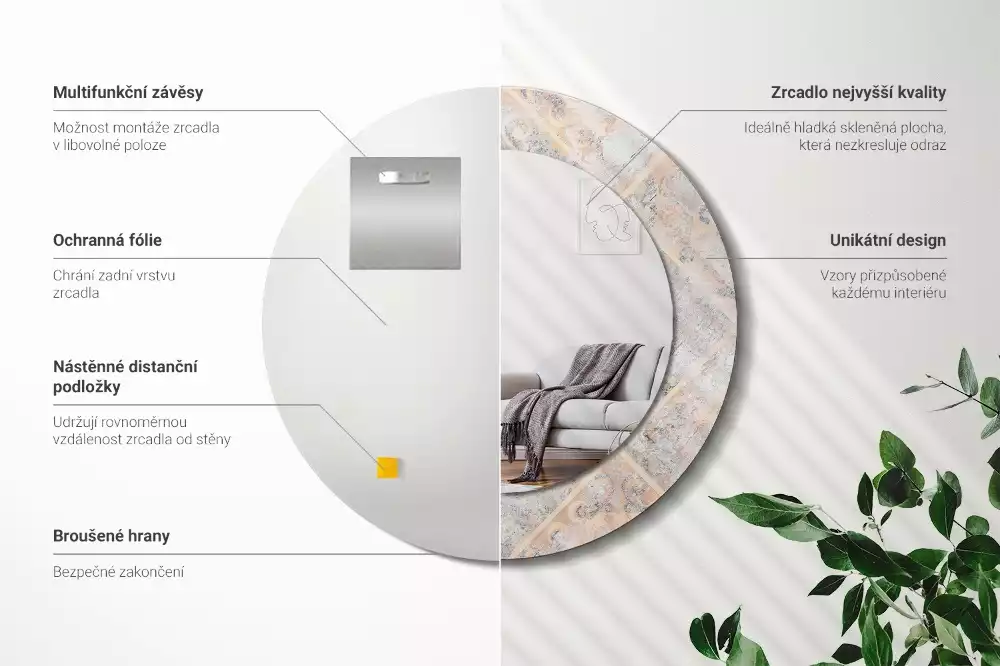 Espelho decorativo redondo Azulejos desgastados