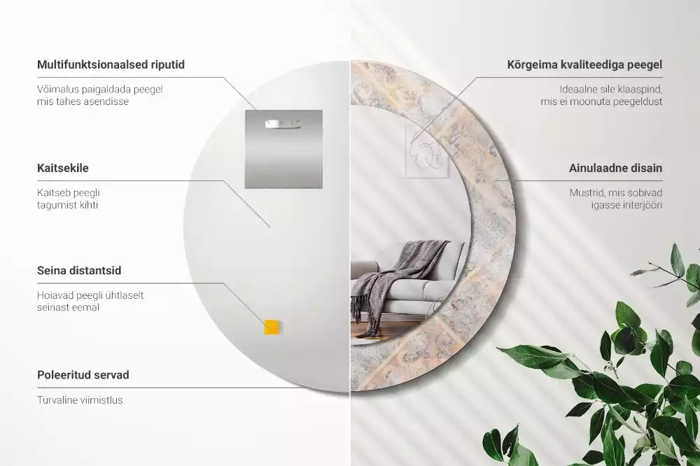 Espelho decorativo redondo Azulejos desgastados