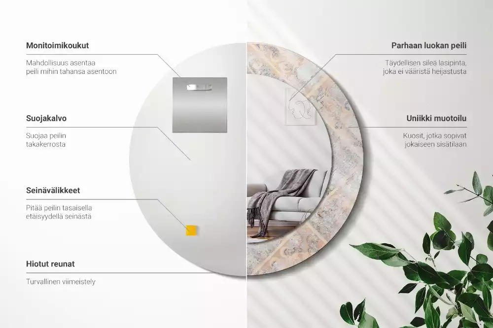 Espelho decorativo redondo Azulejos desgastados