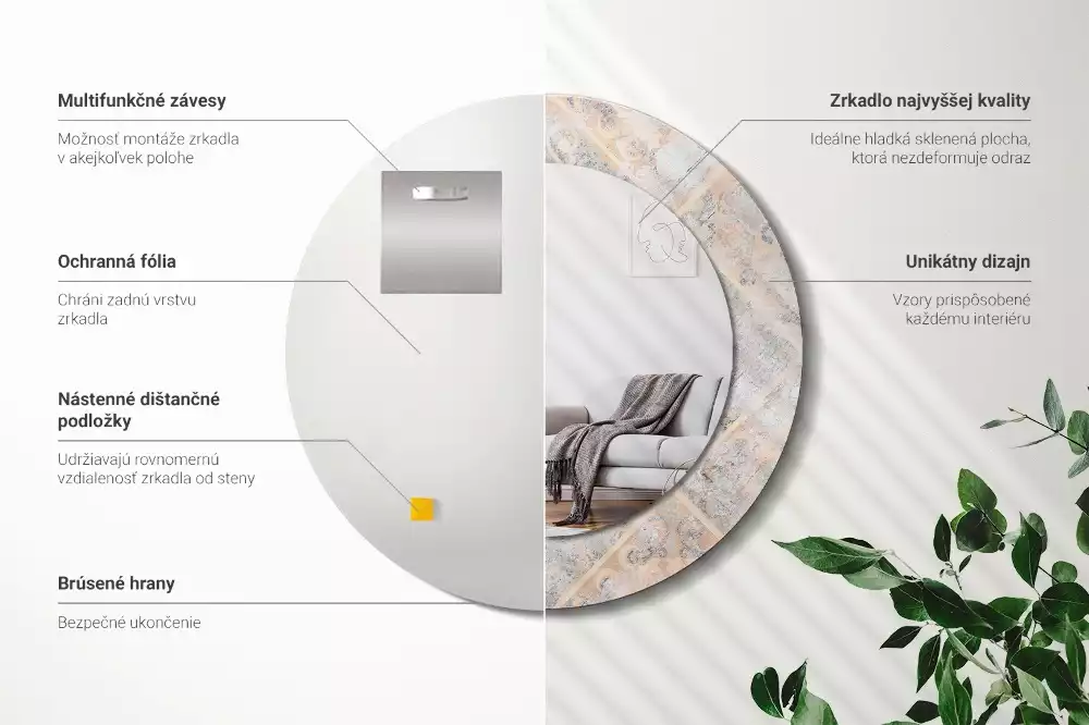 Espelho decorativo redondo Azulejos desgastados