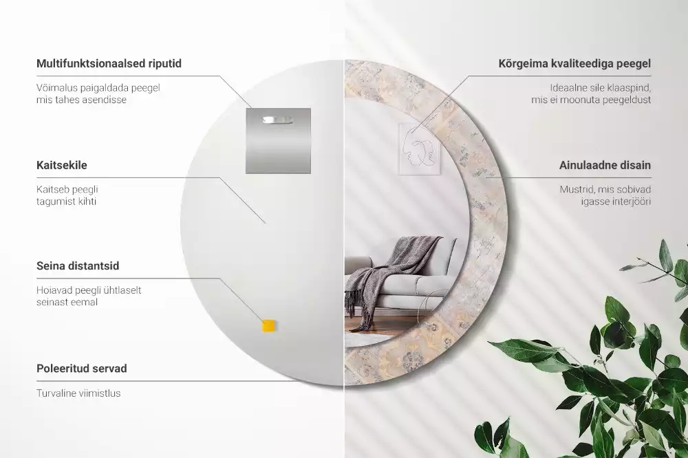 Espelho decorativo redondo Azulejos desgastados