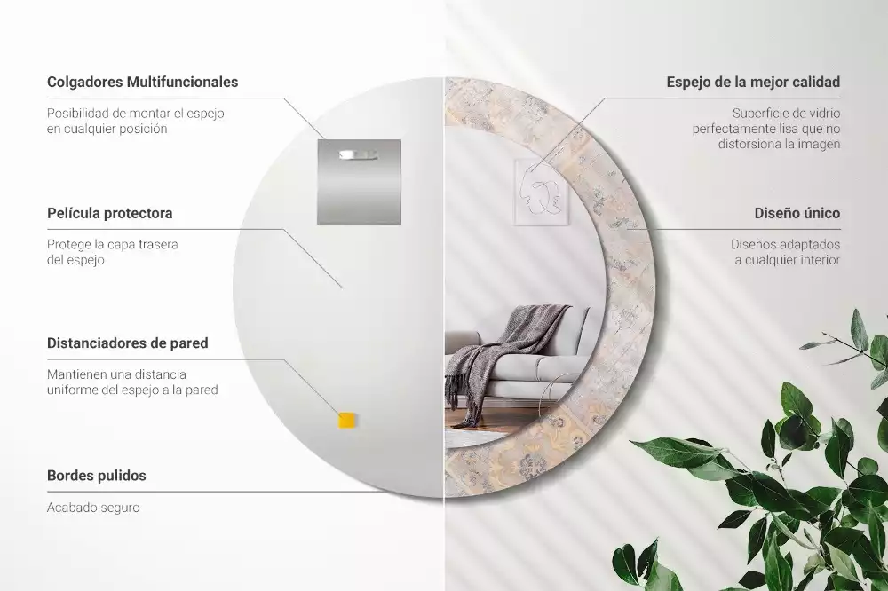 Espelho decorativo redondo Azulejos desgastados