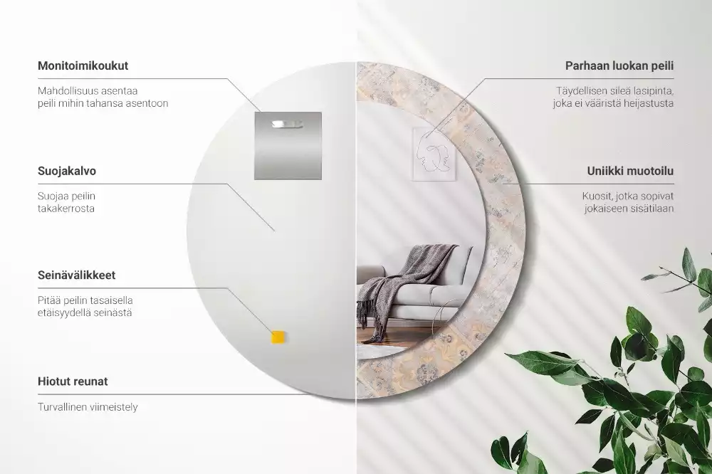 Espelho decorativo redondo Azulejos desgastados