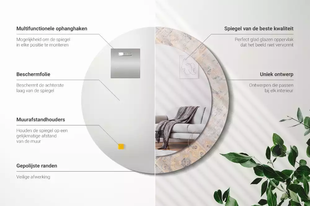 Espelho decorativo redondo Azulejos desgastados