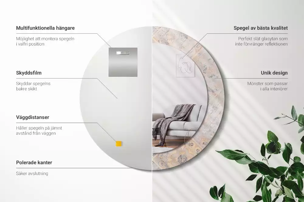 Espelho decorativo redondo Azulejos desgastados