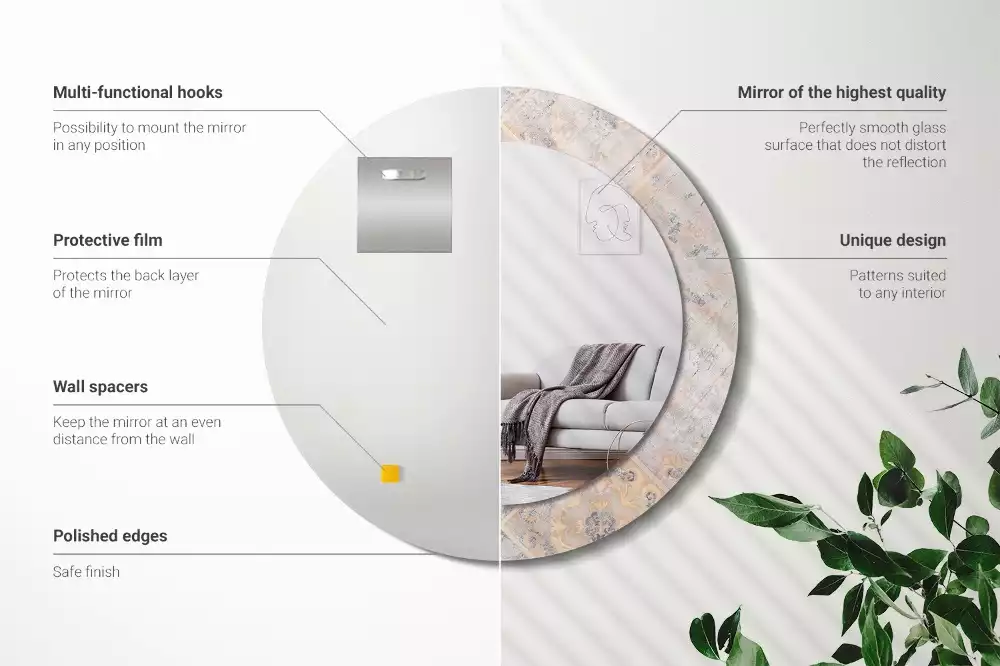 Espelho decorativo redondo Azulejos desgastados