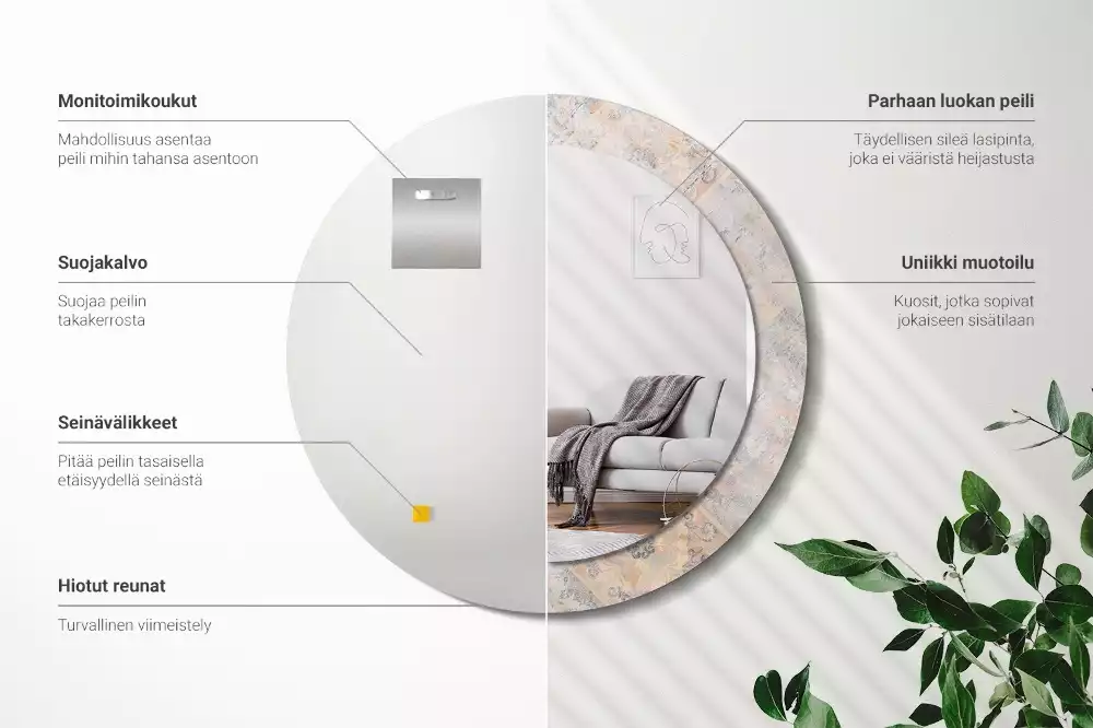 Espelho decorativo redondo Azulejos desgastados