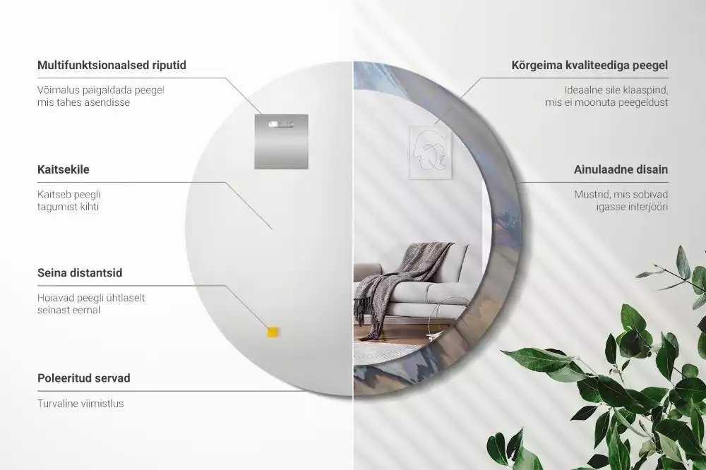 Espelho redondo decorativo Ondas abstratas