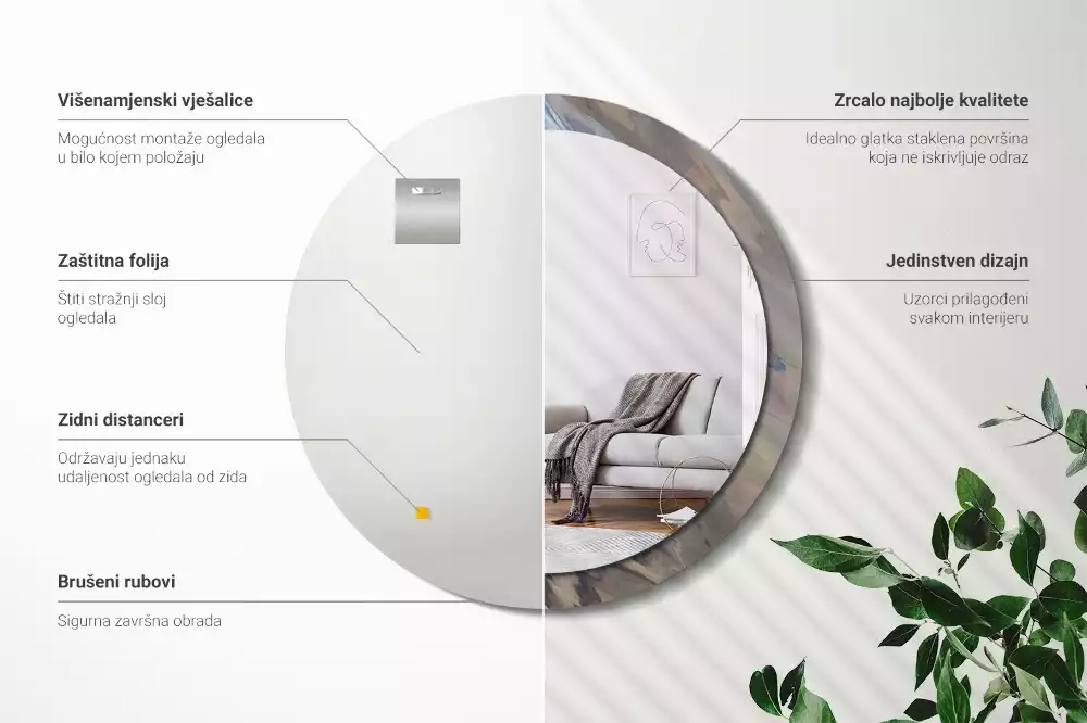 Espelho redondo decorativo Ondas abstratas