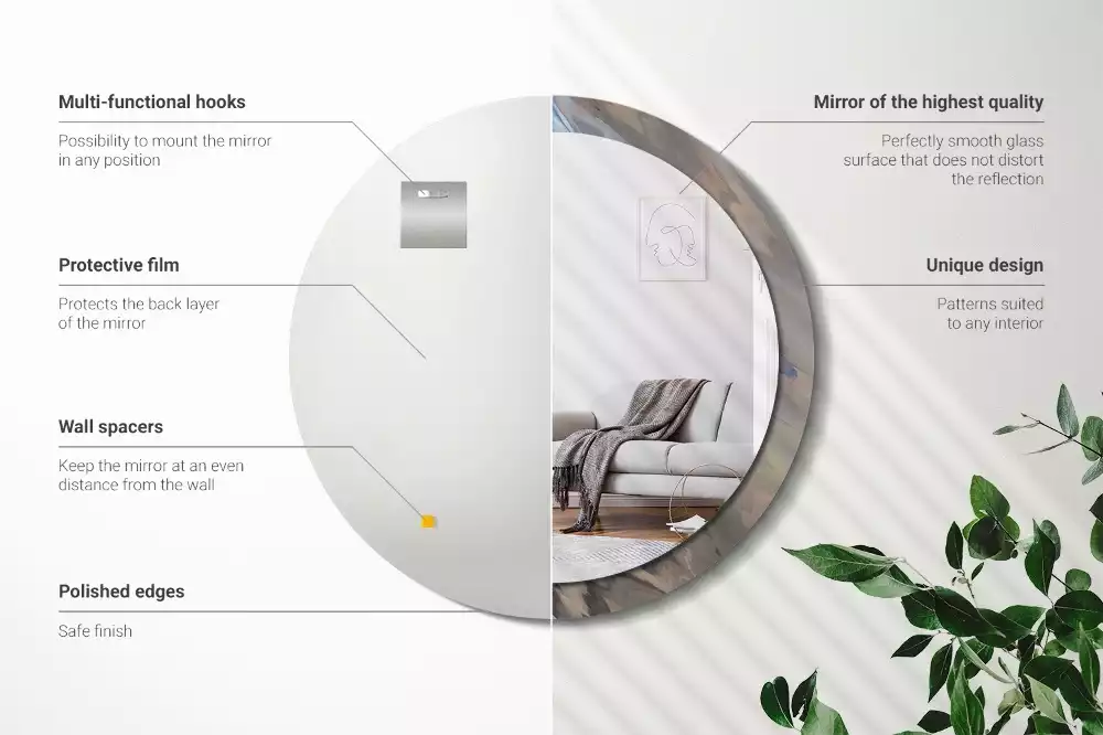 Espelho redondo decorativo Ondas abstratas