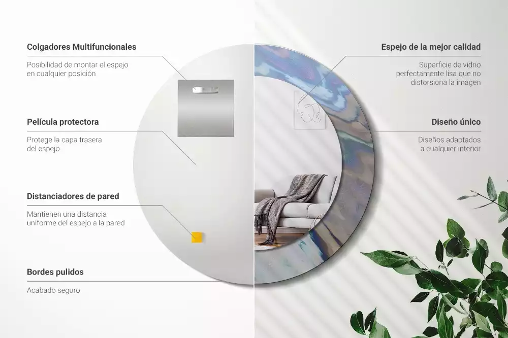 Espelho redondo decorativo Ondas abstratas