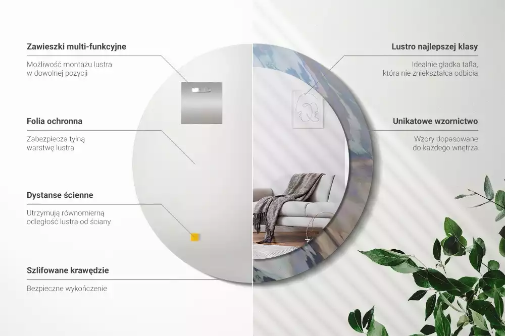 Espelho redondo decorativo Ondas abstratas