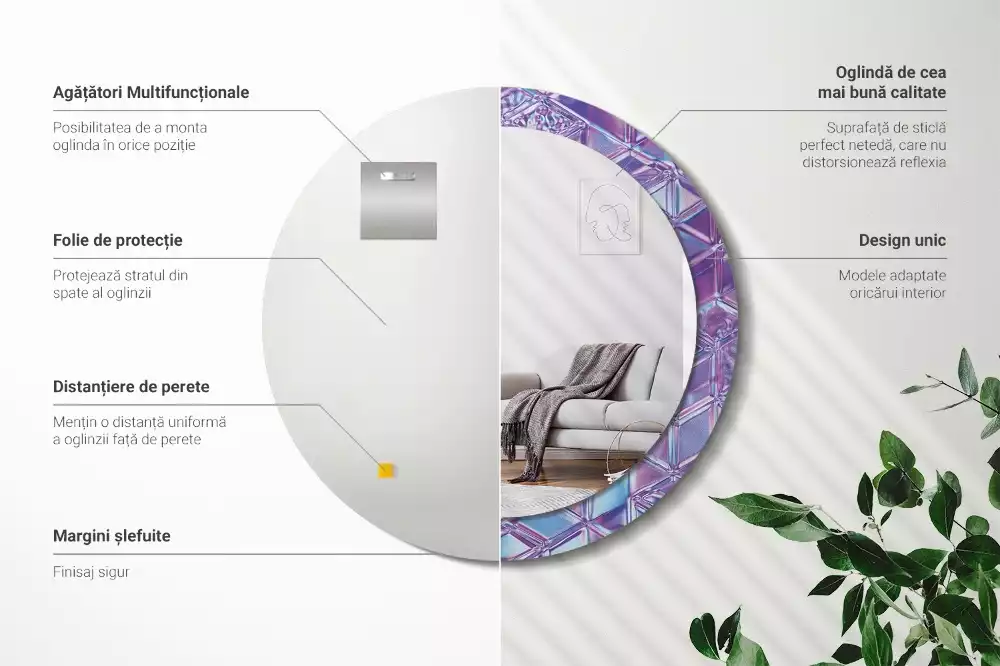 Espelho decorativo redondo Padrão de cristal