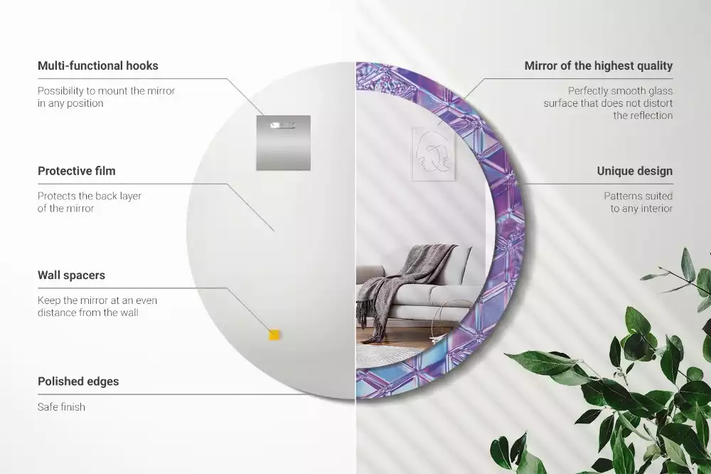 Espelho decorativo redondo Padrão de cristal