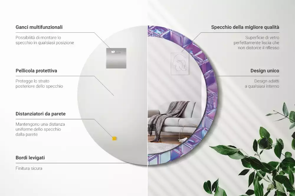 Espelho decorativo redondo Padrão de cristal