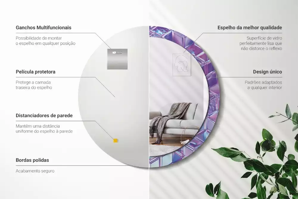 Espelho decorativo redondo Padrão de cristal