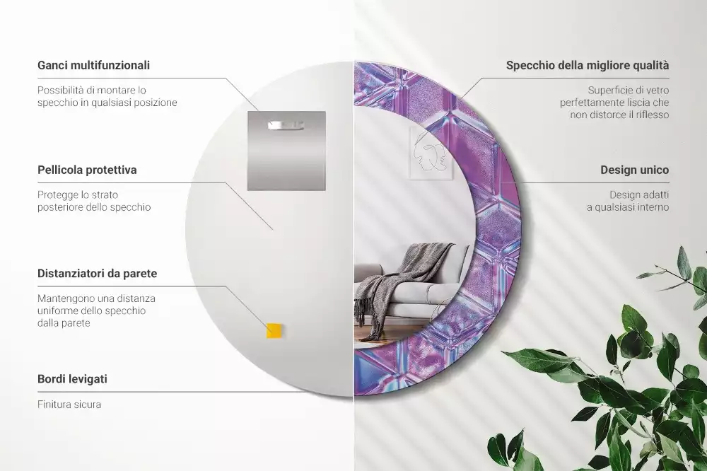 Espelho decorativo redondo Padrão de cristal