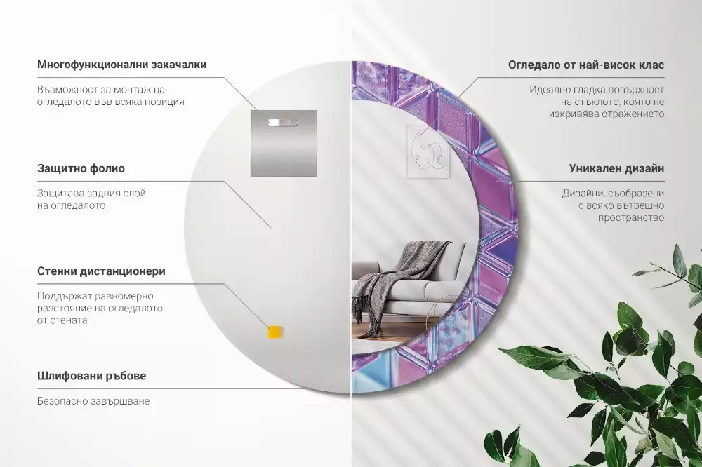 Espelho decorativo redondo Padrão de cristal