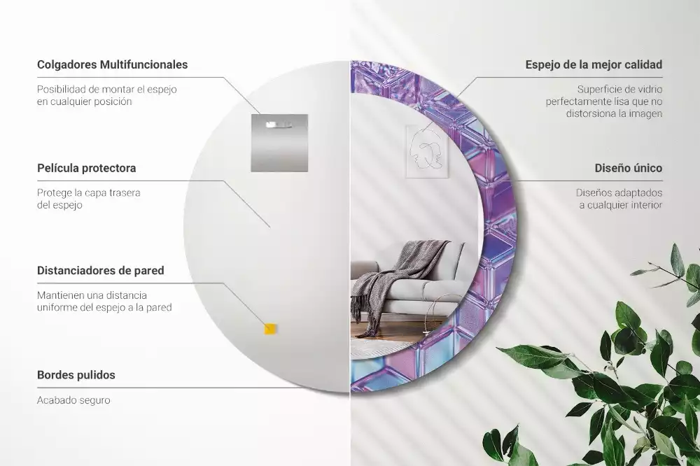 Espelho decorativo redondo Padrão de cristal