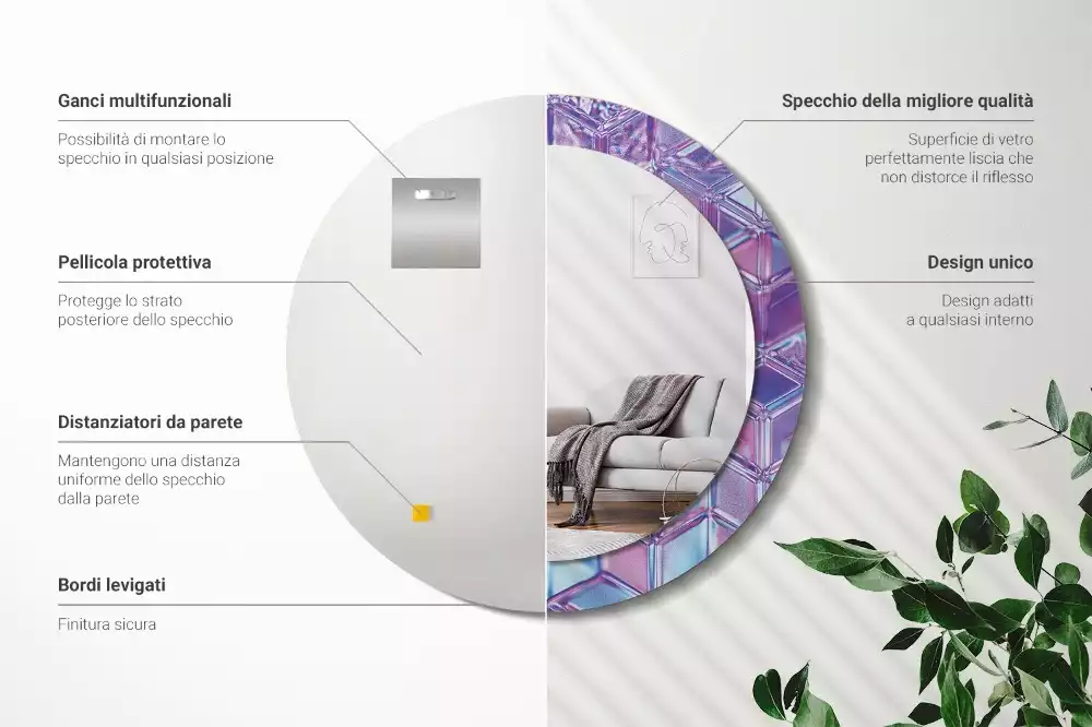 Espelho decorativo redondo Padrão de cristal