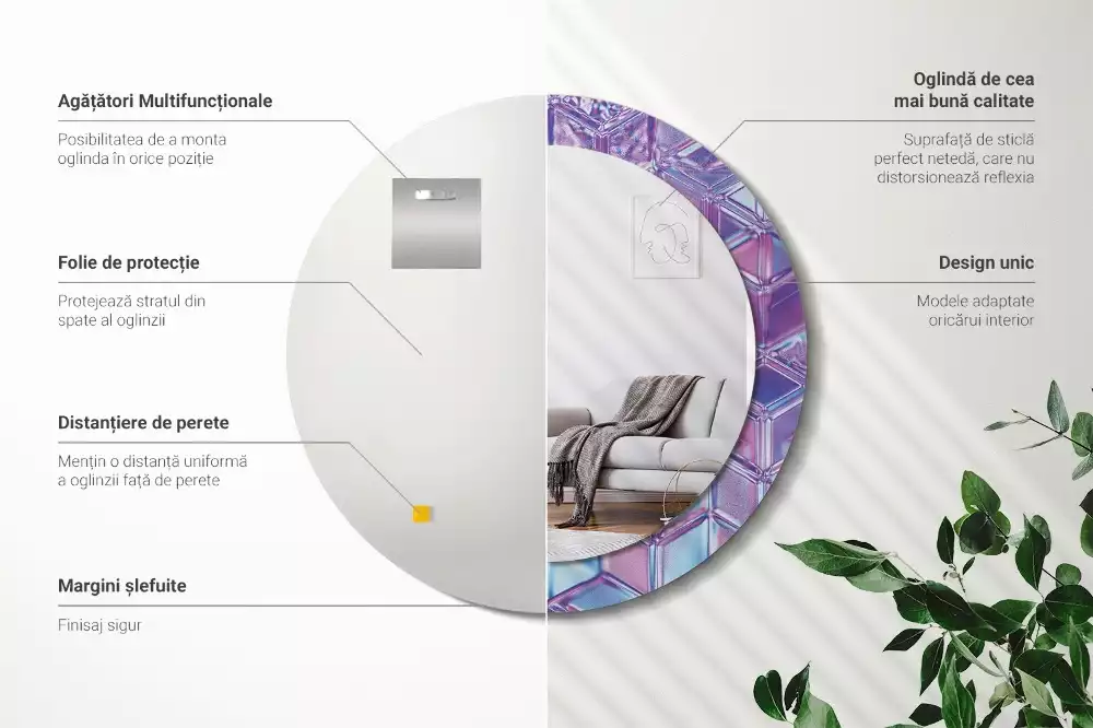 Espelho decorativo redondo Padrão de cristal