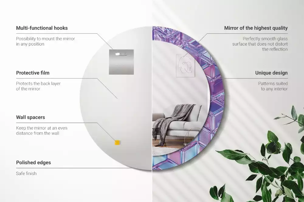 Espelho decorativo redondo Padrão de cristal