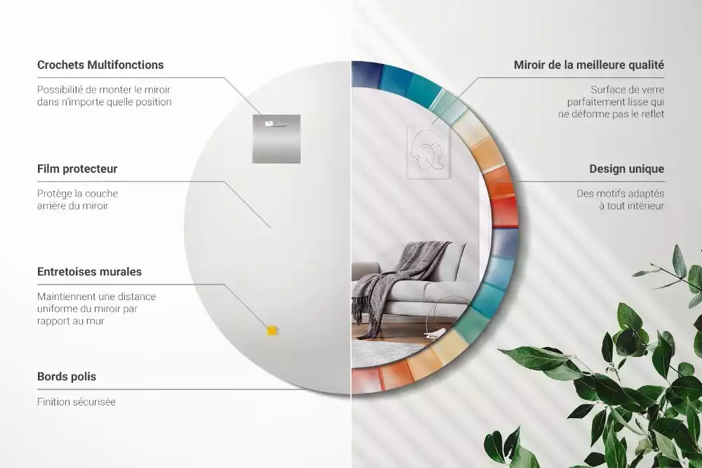 Espelho redondo decorativo Azulejos de Raios Coloridos