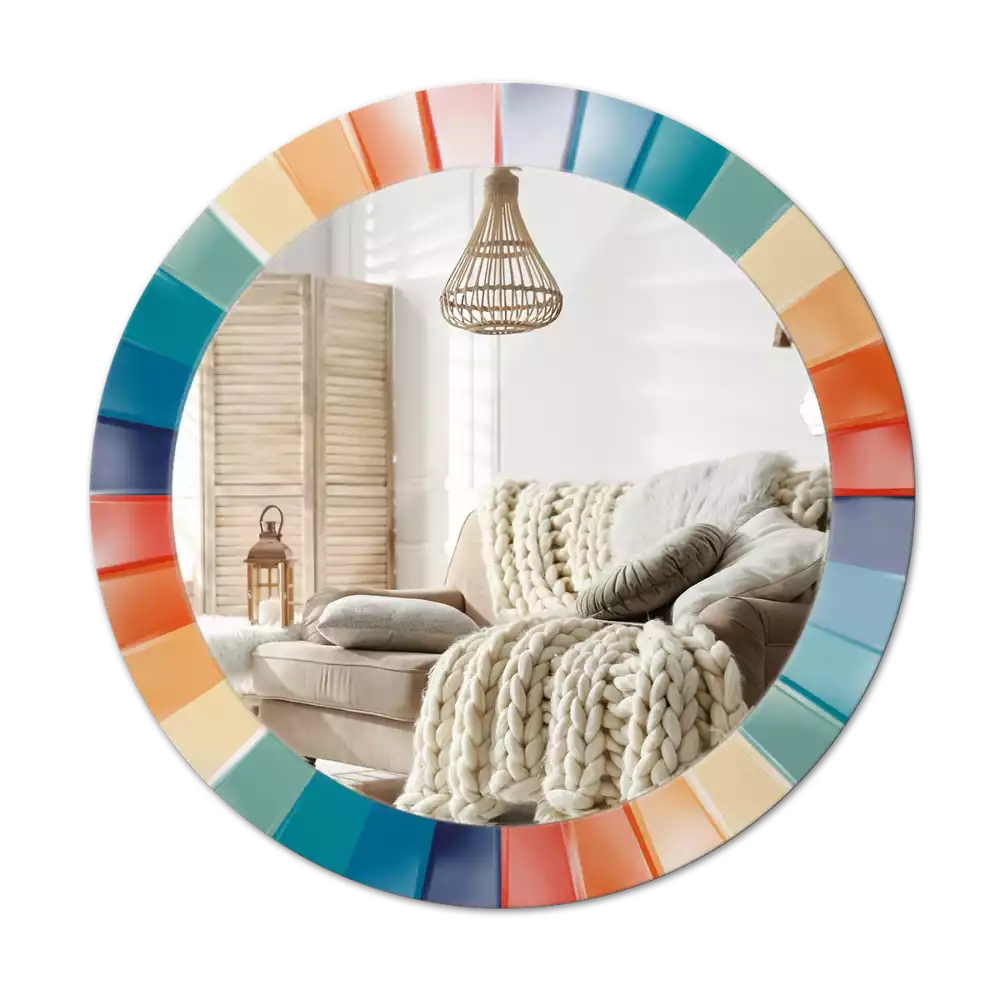 Espelho redondo decorativo Azulejos de Raios Coloridos