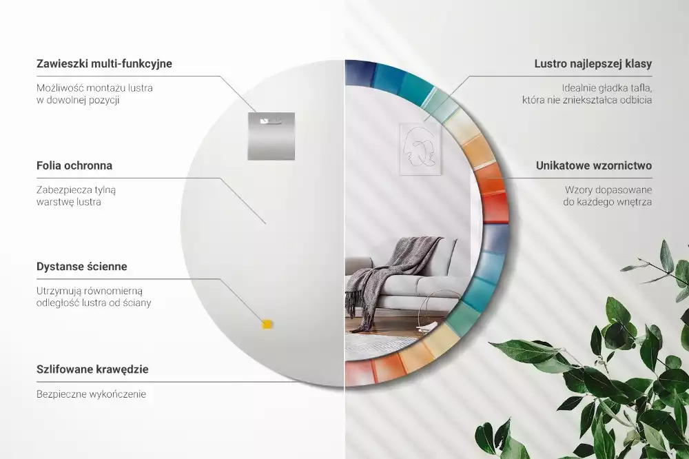 Espelho redondo decorativo Azulejos de Raios Coloridos