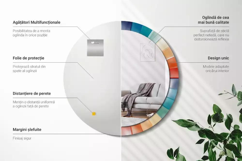 Espelho redondo decorativo Azulejos de Raios Coloridos