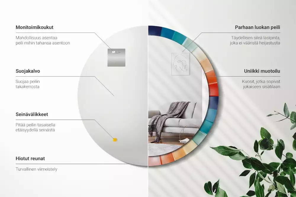 Espelho redondo decorativo Azulejos de Raios Coloridos