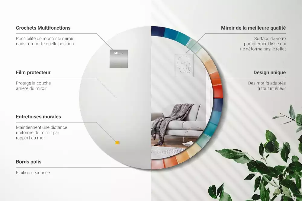 Espelho redondo decorativo Azulejos de Raios Coloridos