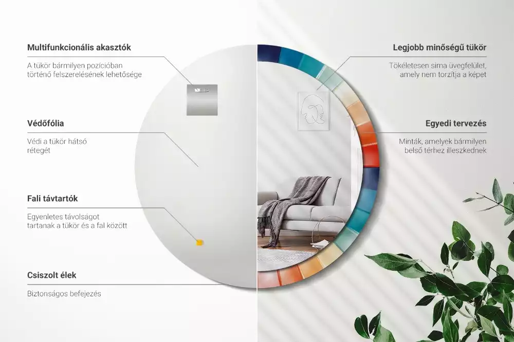 Espelho redondo decorativo Azulejos de Raios Coloridos